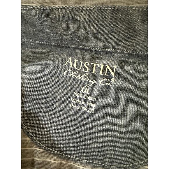 AUSTIN CLOTHING CO Shirt Mens XXL Gray Striped Long Sleeve Button 100% Cotton - Picture 7 of 7